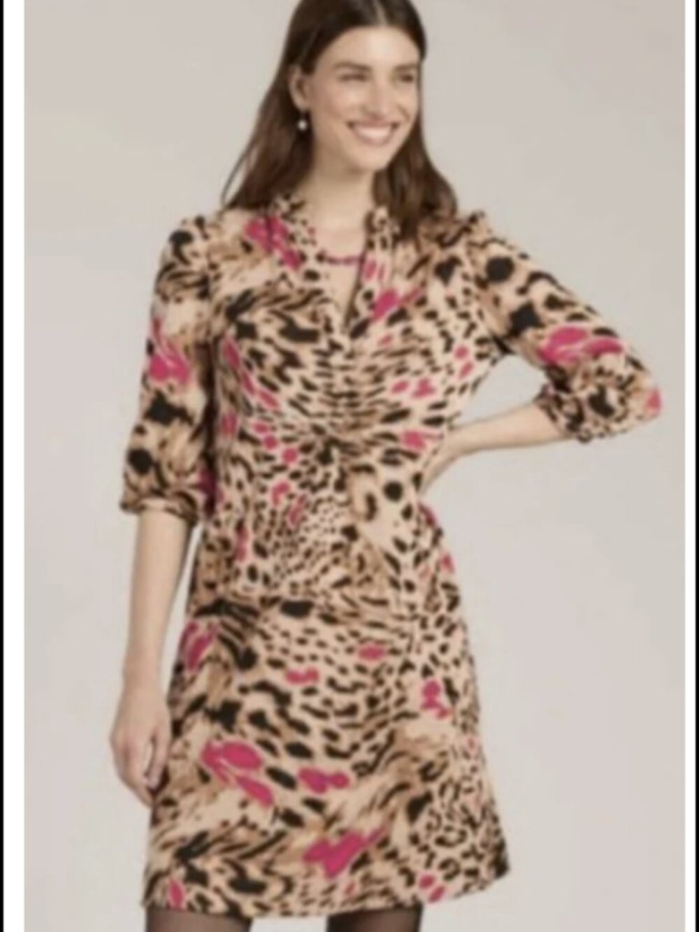 NWOT Tyler Boe Dakota Dress In Pink Cheetah Size L